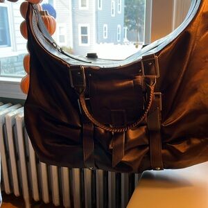Botkier, Sable chocolate color nylon and leather travel bag/overnight bag